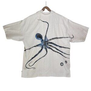 Tommy Bahama 100% Silk Painted Octopus Button Down Size L